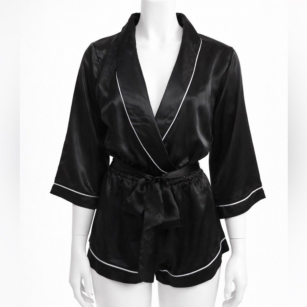 🆕 Fashion Nova Black Satin Pajama One Piece
